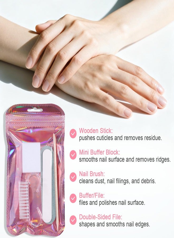 Furtherpretty 5-Piece Disposable Manicure Kit, Bulk Mini Nail Care Set with Nail Files, Buffer, Cuticle Pusher & Cleaning Brush, Pedicure Salon Supplies, Party Favors, Limas Desechables para Uñas - Image 4